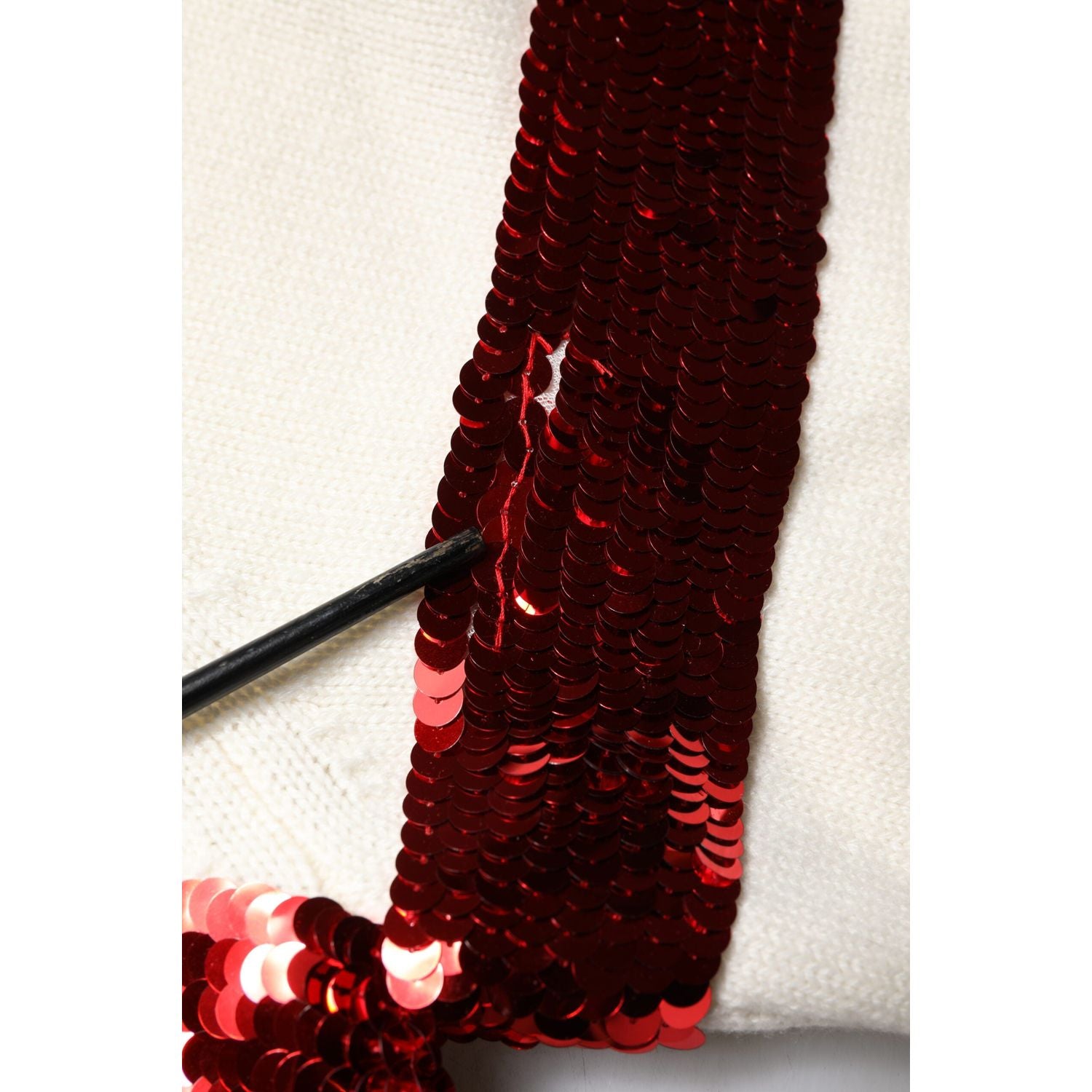 Dolce & Gabbana White Sequined Crew Neck Pullover Sweater