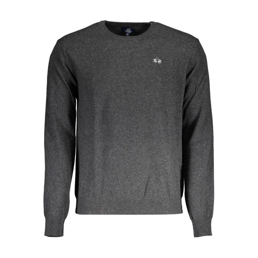 La Martina Gray Wool Men Sweater La Martina Dark Slate Gray