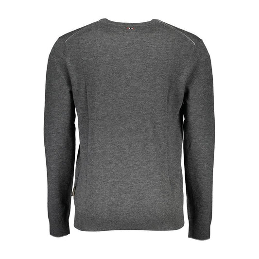 Napapijri Gray Wool Men Sweater Napapijri Dark Slate Gray