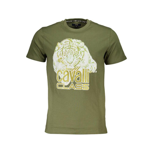 Cavalli Class Green Cotton T-Shirt Cavalli Class Dim Gray
