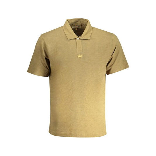 La Martina Green Cotton Polo Shirt La Martina Dark Khaki