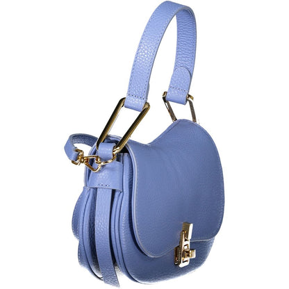 Coccinelle Light Blue Leather Women Handbag with adjustable strap and twist closure