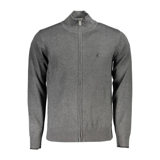 U.S. Grand Polo Sleek Gray Long Sleeve Zip Cardigan U.S. Grand Polo Dim Gray