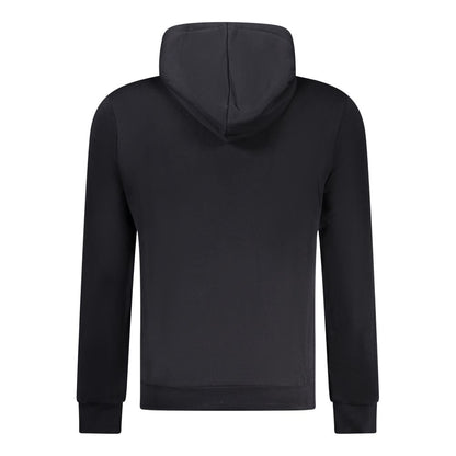 Napapijri Black Cotton Men Sweater with hoodie, back view