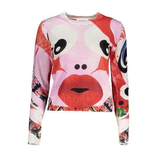 Desigual Pink Viscose Women Sweater Desigual Light Gray