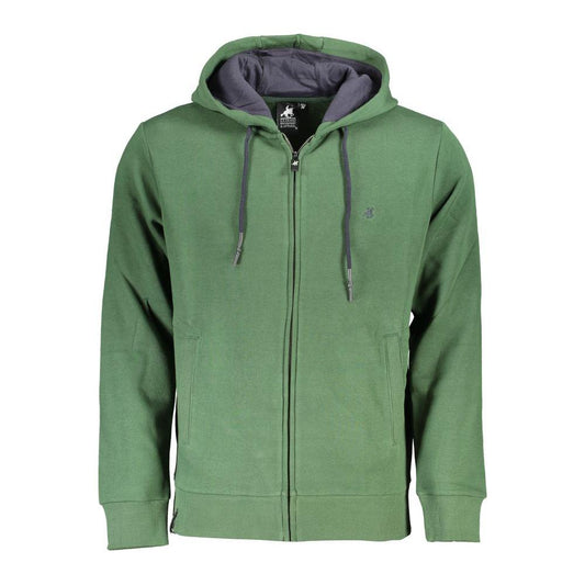 U.S. Grand Polo Chic Green Hooded Sweatshirt with Elegant Embroidery U.S. Grand Polo Dim Gray