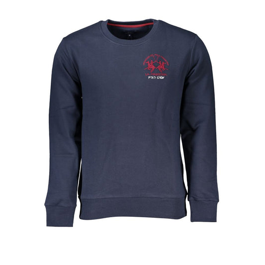 La Martina Chic Blue Crew Neck Embroidered Sweatshirt La Martina Dark Slate Gray