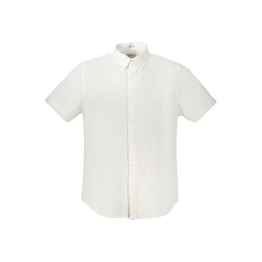 Guess Jeans White Cotton Men Shirt Guess Jeans Beige