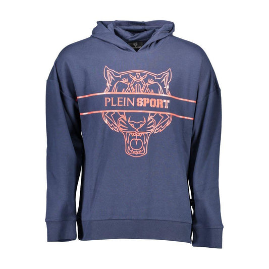 Plein Sport Blue Cotton Men Sweater Plein Sport Dark Slate Blue