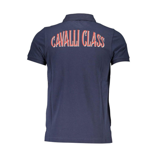 Cavalli Class Blue Cotton Men Polo Shirt Cavalli Class Dark Slate Gray