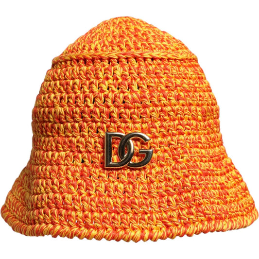 Dolce & Gabbana Orange Cotton Crochet DG Logo Bucket  Hat Dolce & Gabbana Chocolate