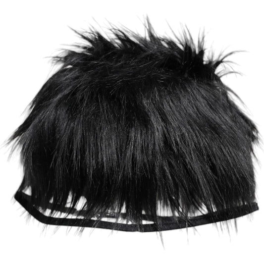 Dolce & Gabbana Black Faux Fur Bucket Hat Dolce & Gabbana Black