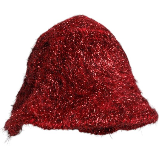 Dolce & Gabbana Red Viscose Tinsel Wide Brim Bucket Hat Dolce & Gabbana Dark Red