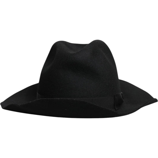Dolce & Gabbana Black Wide Brim Trilby Fedora Hat Dolce & Gabbana Black