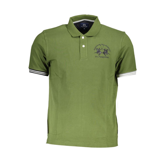 La Martina Chic Green Cotton Blend Polo Shirt La Martina Dim Gray