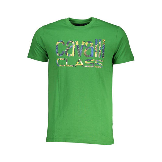 Cavalli Class Green Cotton T-Shirt Cavalli Class Sea Green