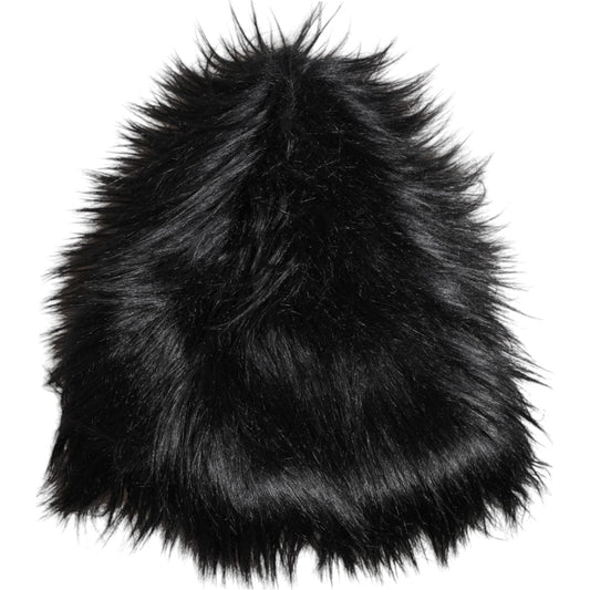 Dolce & Gabbana Black Acrylic Fur Womens Bucket Hat Dolce & Gabbana Black