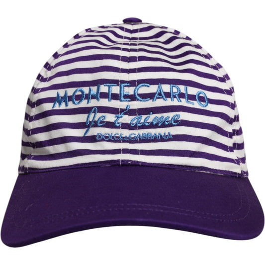 Dolce & Gabbana White Purple Stripe Cotton Women Baseball Cap Dolce & Gabbana Light Gray