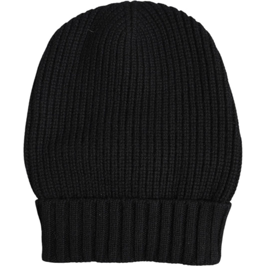 Dolce & Gabbana Black Cashmere Knitted Winter Beanie Hat Dolce & Gabbana Black
