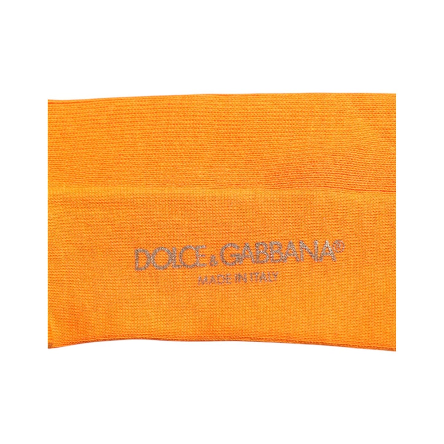 Dolce & Gabbana Orange Cotton Logo Over The Calf Socks