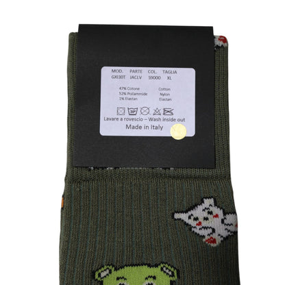 Dolce & Gabbana Green Nylon DG Bear Printed Mid Calf Socks