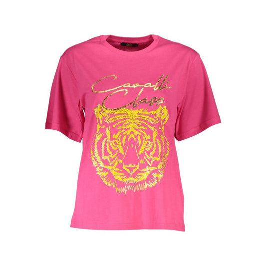 Cavalli Class Pink Cotton Women T-Shirt Cavalli Class Pale Violet Red
