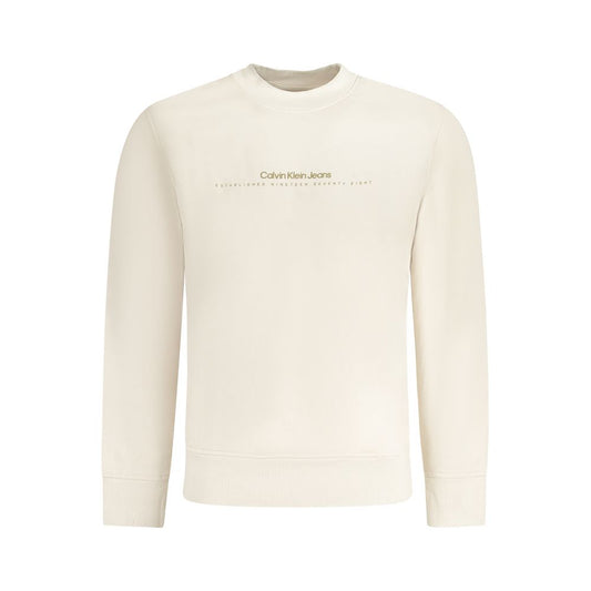 Calvin Klein Beige Cotton Men Sweater Calvin Klein Antique White