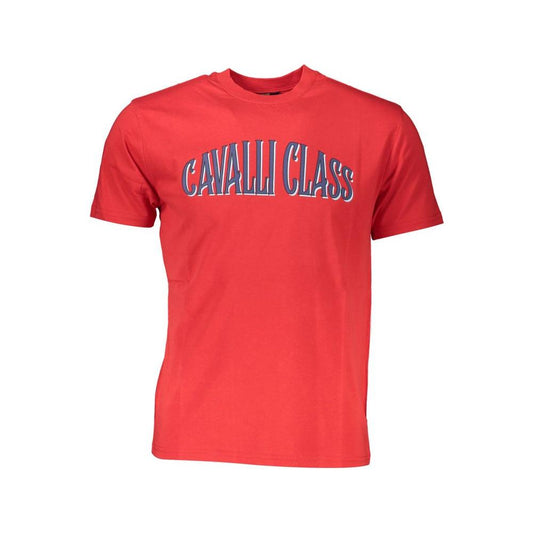 Cavalli Class Red Cotton Men T-Shirt Cavalli Class Tomato