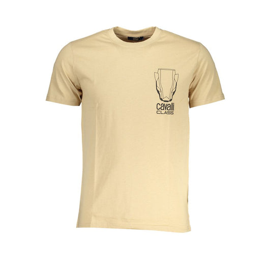 Cavalli Class Beige Cotton T-Shirt Cavalli Class Wheat