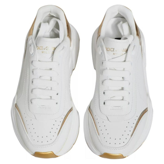 Dolce & Gabbana White Gold Daymaster Low Top Sneakers Shoes LA11770#5-41