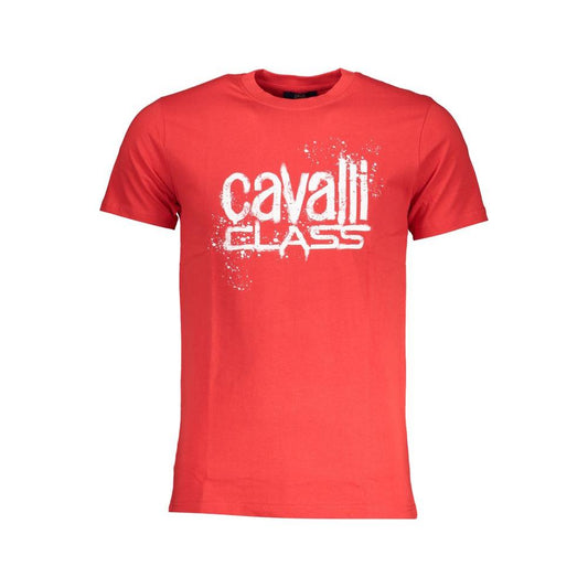 Cavalli Class Red Cotton T-Shirt Cavalli Class Tomato