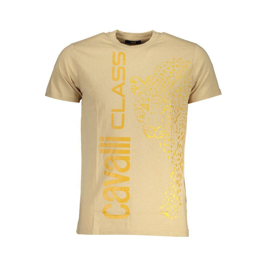 Cavalli Class Beige Cotton T-Shirt Cavalli Class Tan