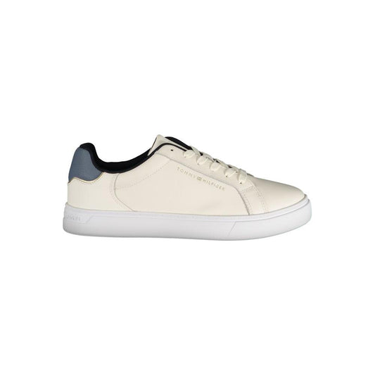 Tommy Hilfiger Beige Leather Women Sneaker Tommy Hilfiger Light Gray
