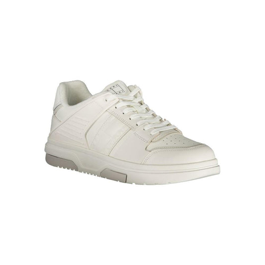 Tommy Hilfiger White Leather Men Sneaker Tommy Hilfiger Light Gray