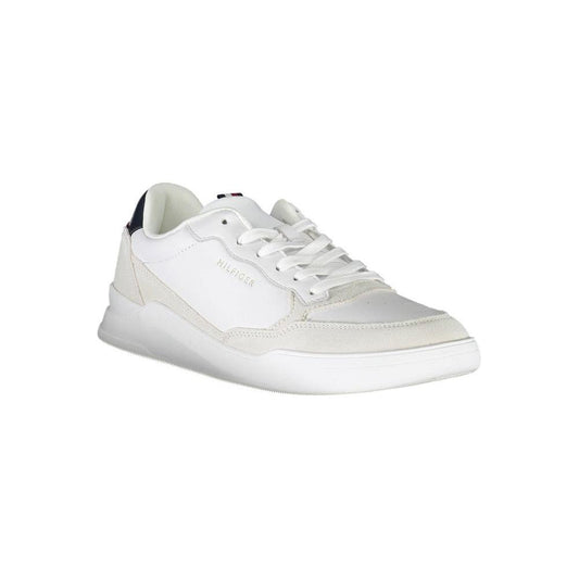 Tommy Hilfiger White Leather Men Sneaker Tommy Hilfiger Light Gray