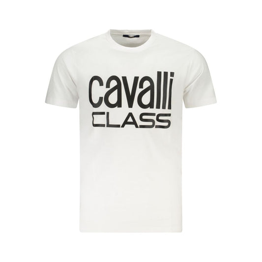 Cavalli Class White Cotton Men T-Shirt Cavalli Class Beige