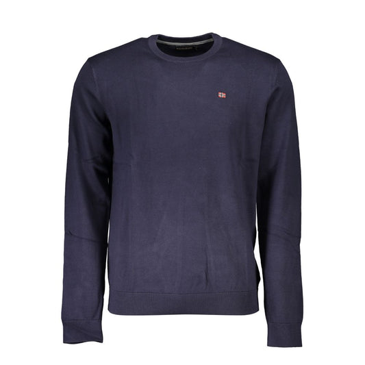 Napapijri Blue Cotton Men Sweater Napapijri Dark Slate Gray