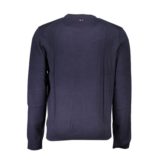Napapijri Blue Cotton Men Sweater Napapijri Dark Slate Gray