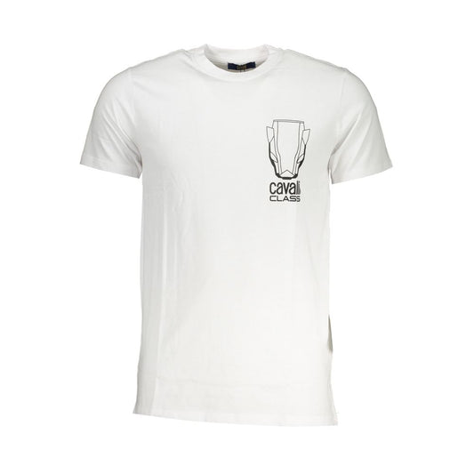 Cavalli Class White Cotton T-Shirt Cavalli Class Lavender