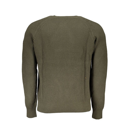 North Sails Green Cotton Men Sweater North Sails Dark Olive Green