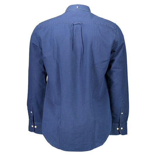Gant Blue Cotton Men Shirt Gant Dark Slate Blue