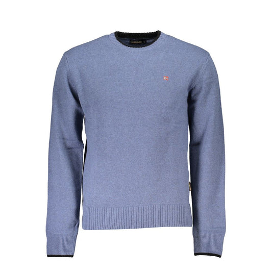 Napapijri Blue Fabric Men Sweater Napapijri Light Slate Gray