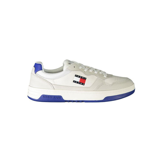 Tommy Hilfiger White Leather Men Sneaker Tommy Hilfiger Light Gray