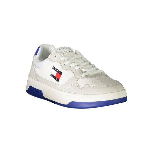 Tommy Hilfiger White Leather Men Sneaker Tommy Hilfiger Light Gray