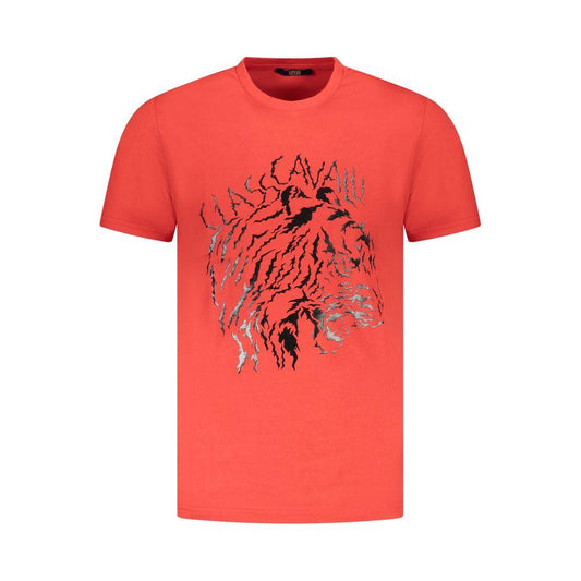 Cavalli Class Red Cotton Men T-Shirt Cavalli Class Tomato