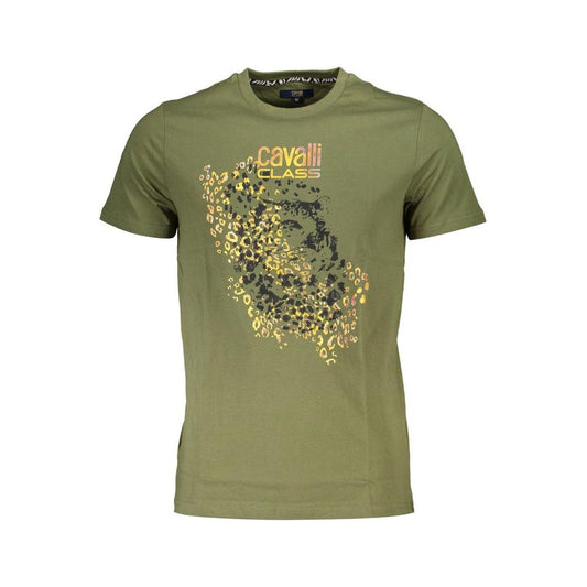 Cavalli Class Green Cotton T-Shirt Cavalli Class Dim Gray