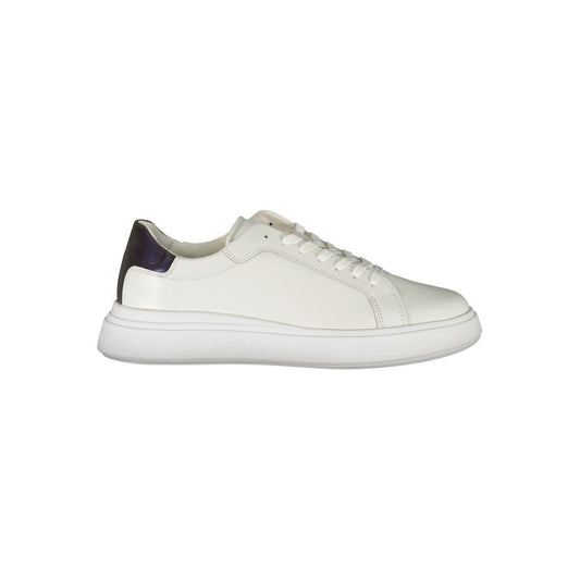 Calvin Klein Sleek White Contrast Lace-Up Sneakers Calvin Klein Light Gray