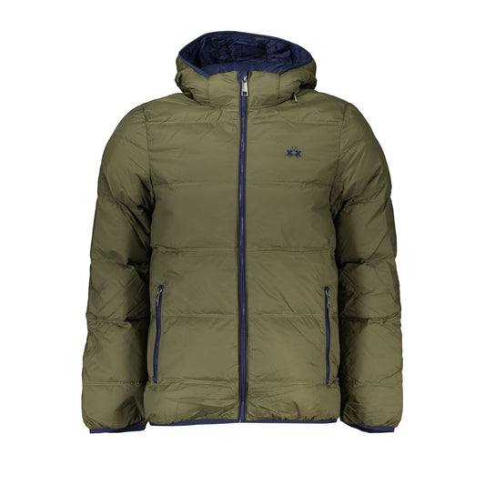 La Martina Elegant Green Hooded Jacket with Contrast Details La Martina Dark Olive Green