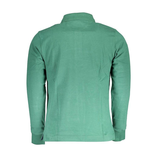 La Martina Green Cotton Men Polo Shirt La Martina Cadet Blue