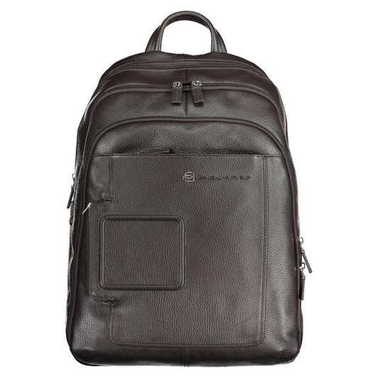 Piquadro Brown Leather Men Backpack Piquadro Dark Slate Gray
